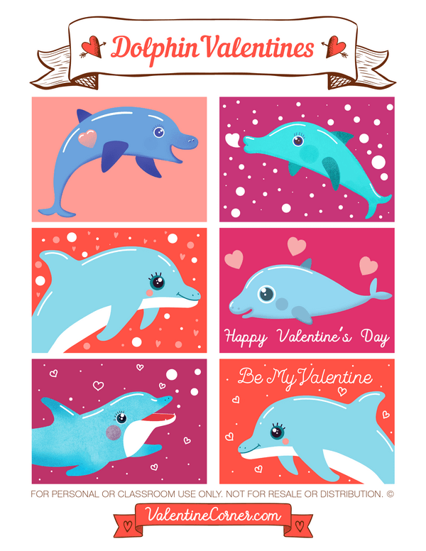 Dolphin Valentine's Day Cards