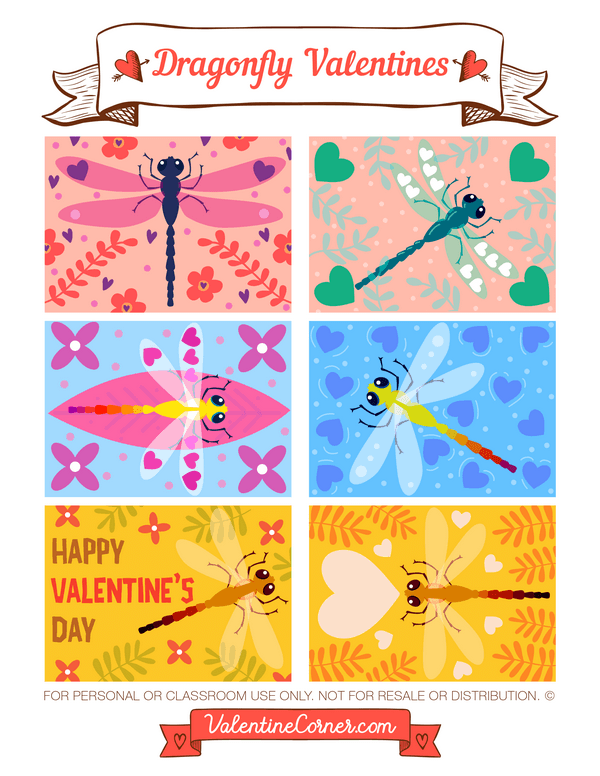 Dragonfly Valentine's Day Cards