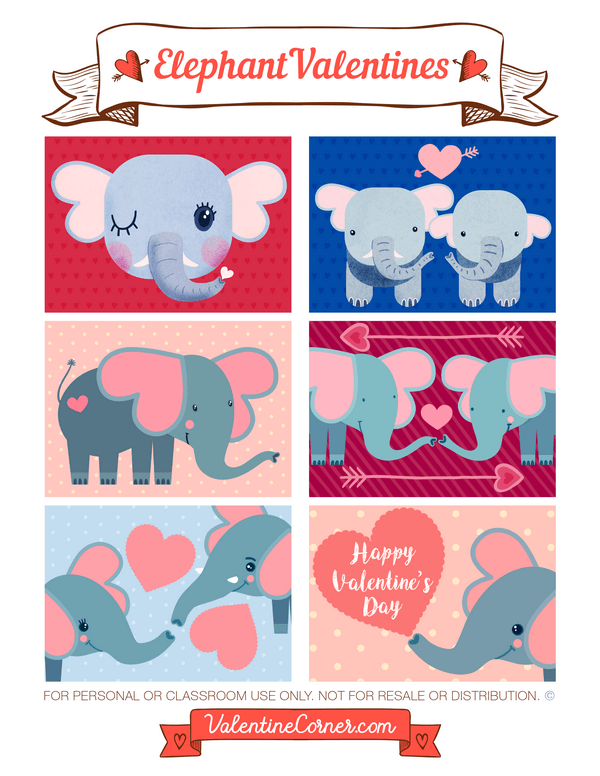 Elephant Valentine's Day Cards