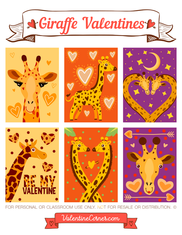 Giraffe Valentine's Day Cards