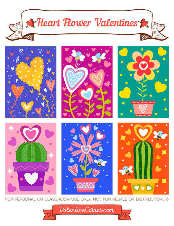 Heart Flower Valentine's Day Cards