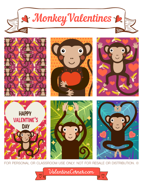 Monkey Valentine's Day Cards