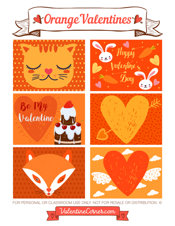 Orange Valentine's Day Cards