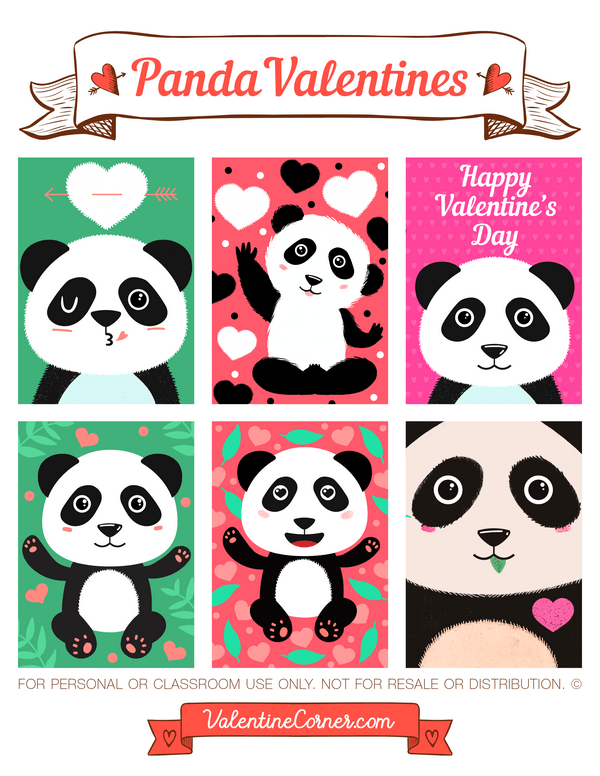 Panda Valentine's Day Cards