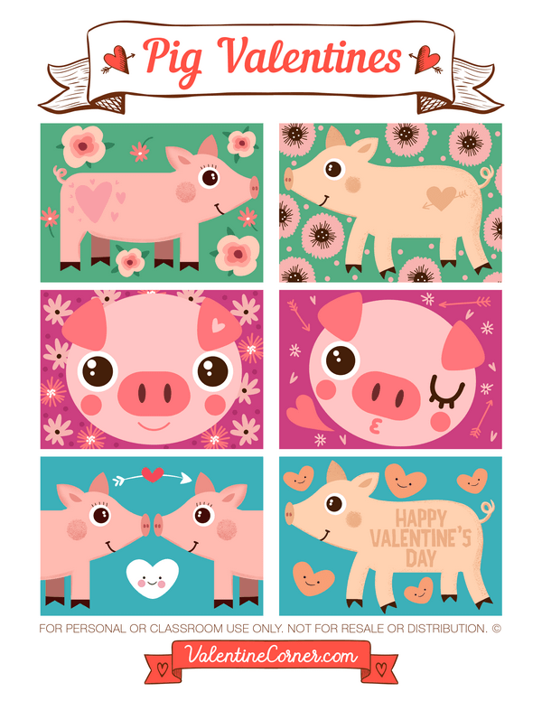 Pig Valentine's Day Cards