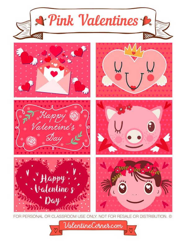 Printable Pink Valentine s Day Cards For Kids