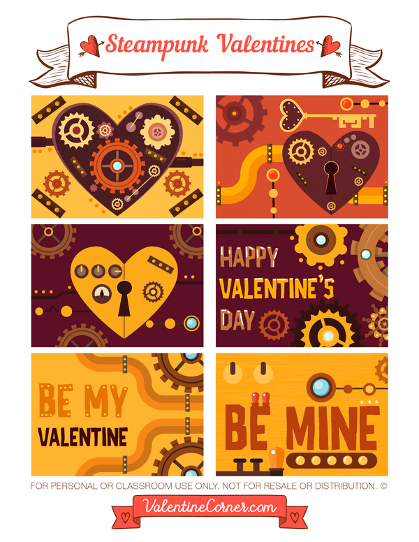 Steampunk Valentine's Day Cards