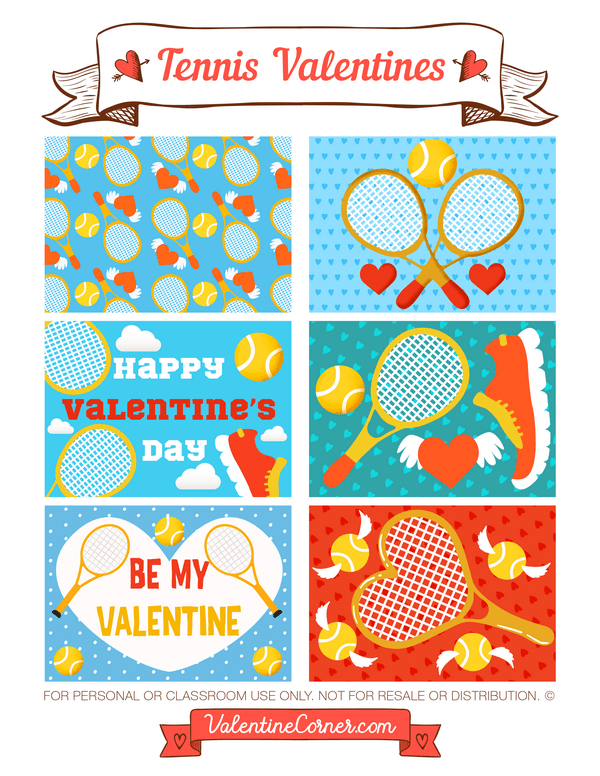 Tennis Valentine's Day Cards