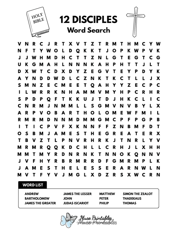 12 Disciples Word Search