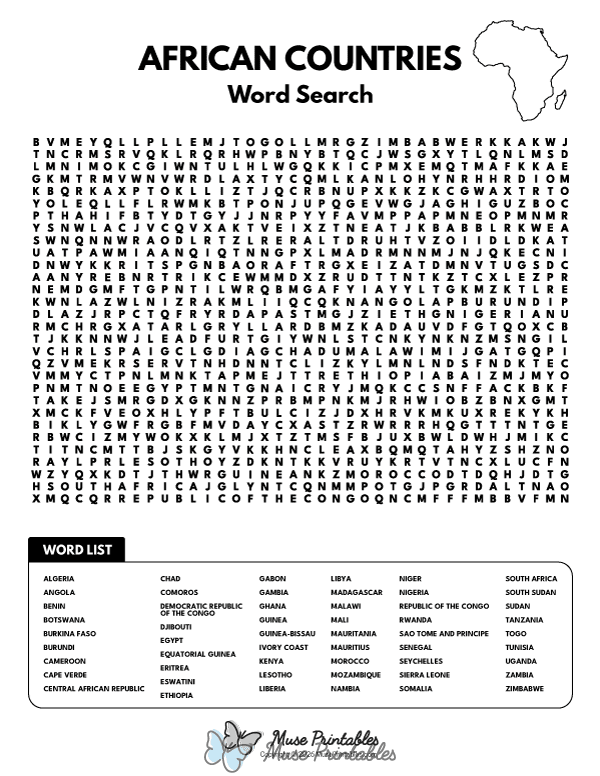 African Countries Word Search