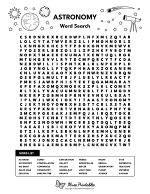 Astronomy Word Search