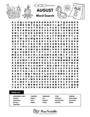 August Word Search