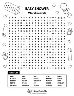 Baby Shower Word Search