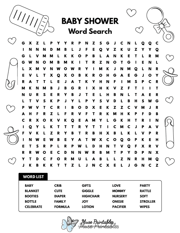 Baby Shower Word Search