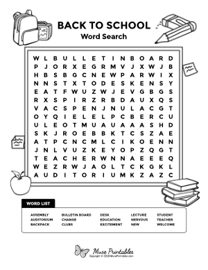 Back to School Word Search