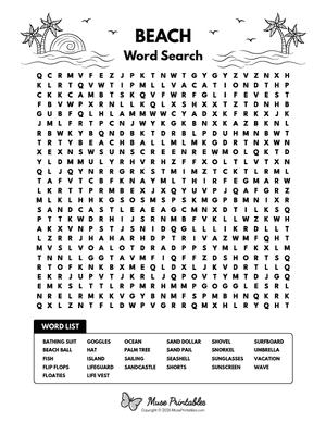 Beach Word Search