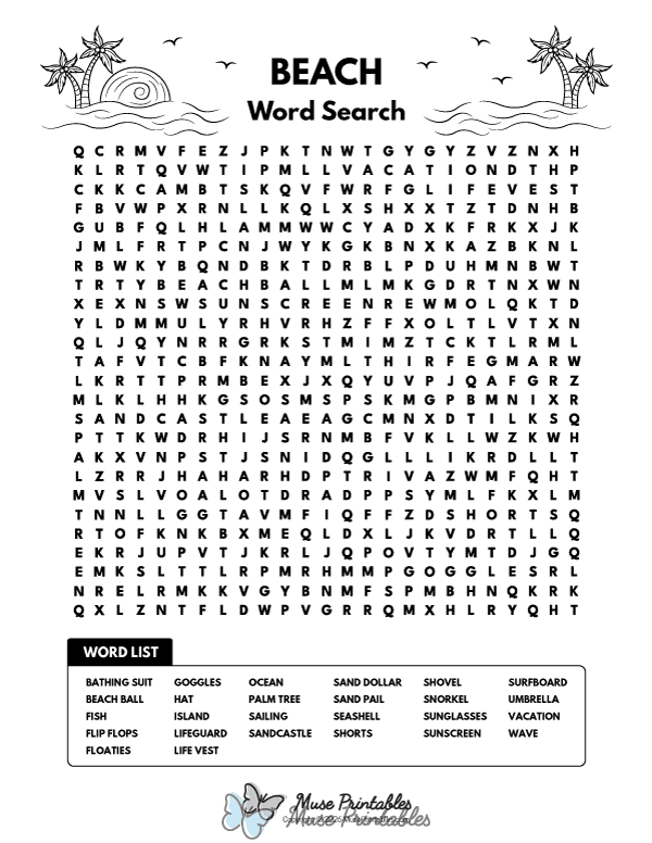 Beach Word Search