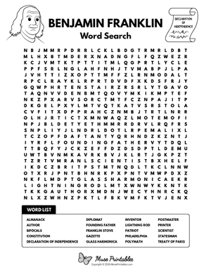 Benjamin Franklin Word Search