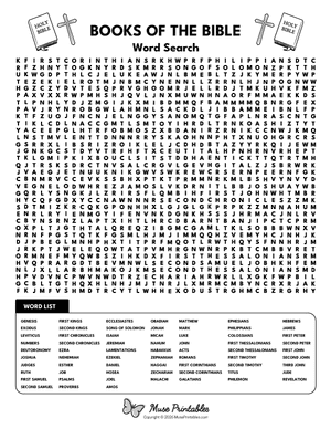 Books of the Bible Word Search