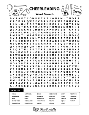 Cheerleading Word Search