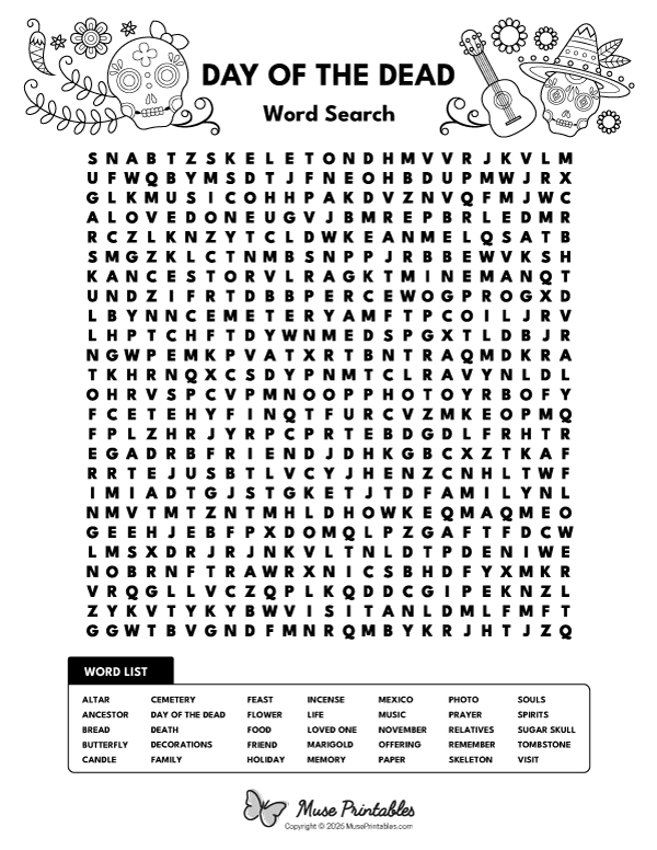 Day of the Dead Word Search