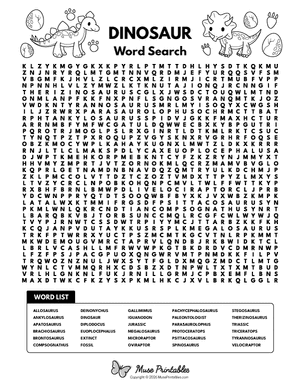 Dinosaur Word Search