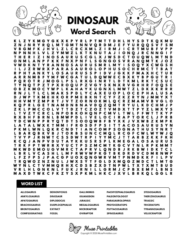 Dinosaur Word Search