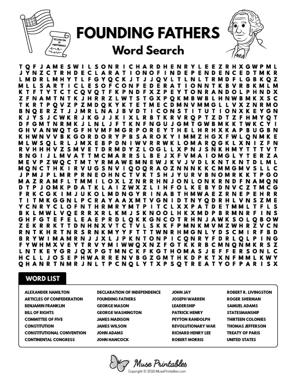 Founding Fathers Word Search