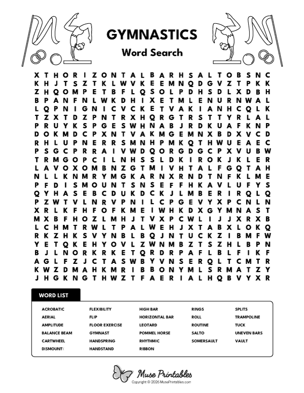 Gymnastics Word Search