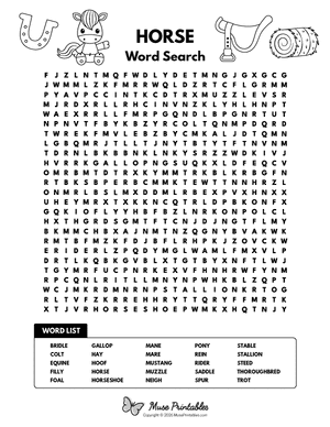 Horse Word Search