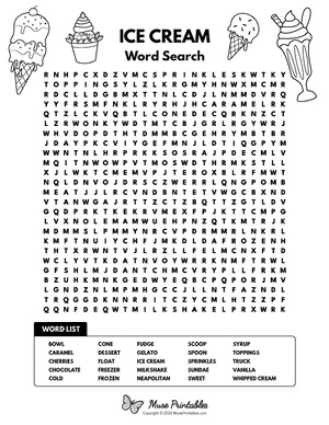 Ice Cream Word Search