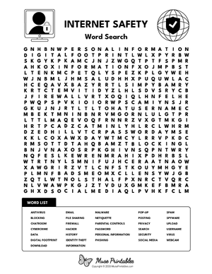 Internet Safety Word Search
