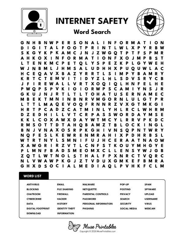 Internet Safety Word Search