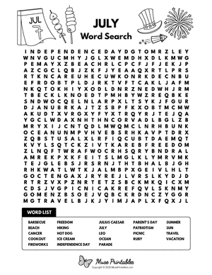 July Word Search