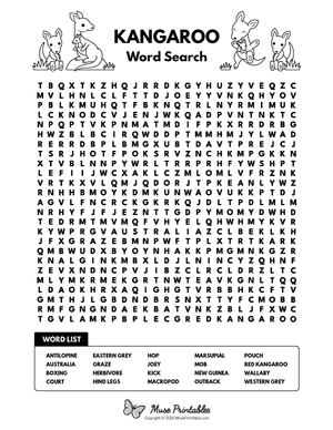 Kangaroo Word Search