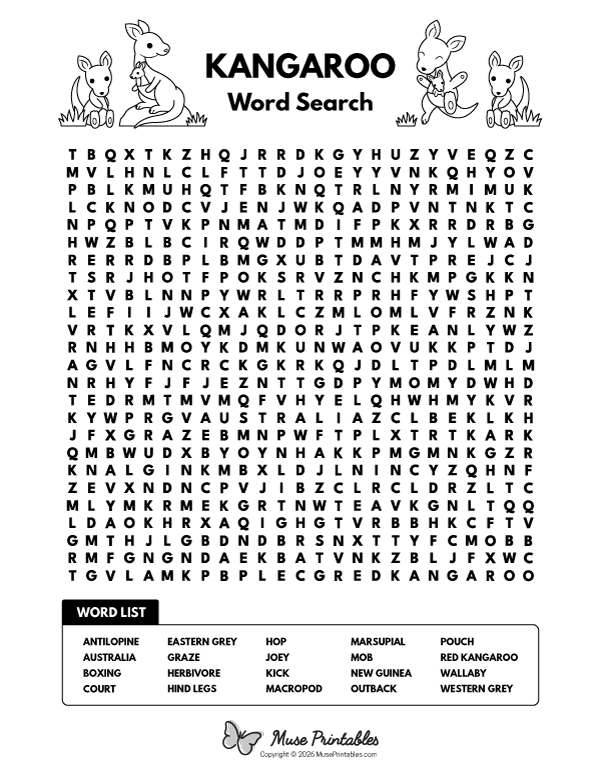 Kangaroo Word Search