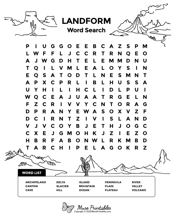 Landform Word Search