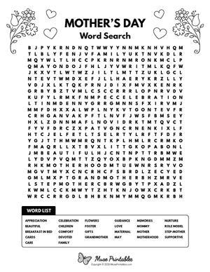 Mothers Day Word Search