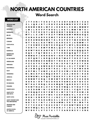 North American Countries Word Search