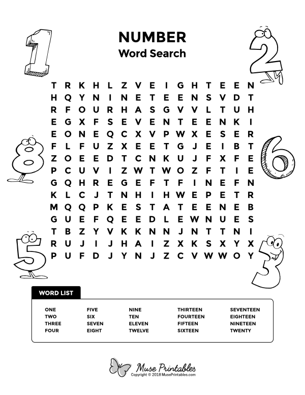 Printable Number Word Search