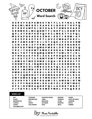 October Word Search