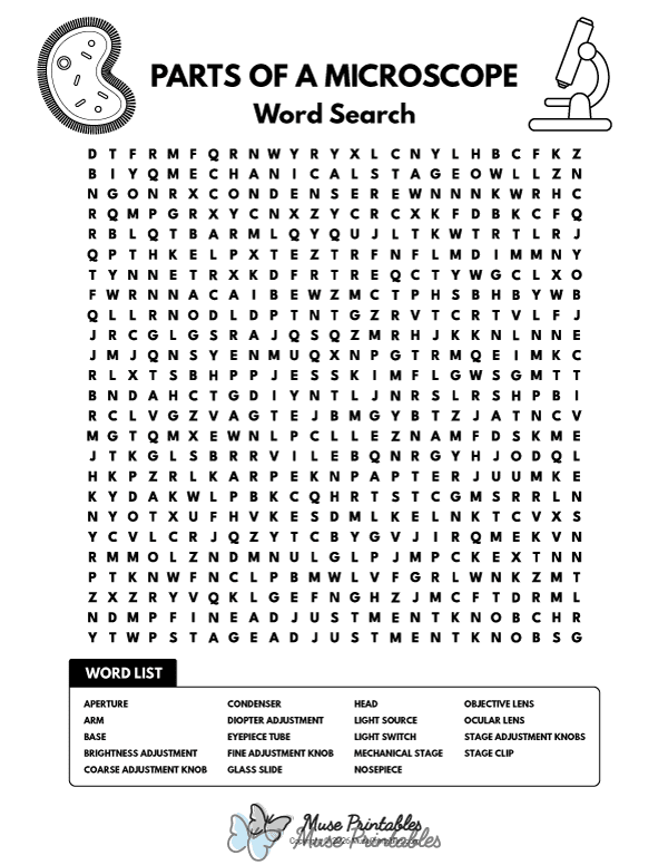 Parts of a Microscope Word Search