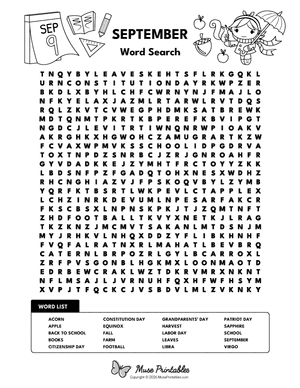 September Word Search