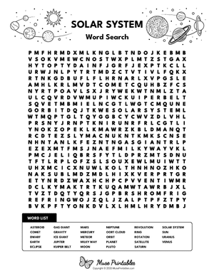 Solar System Word Search