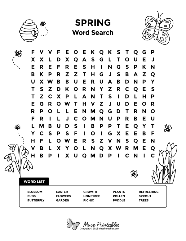 Difficult Spring Word Search Puzzle For Kids Free Printable Spring Word Search Wordmint Abel