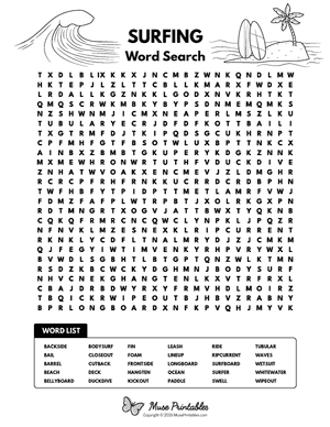 Surfing Word Search