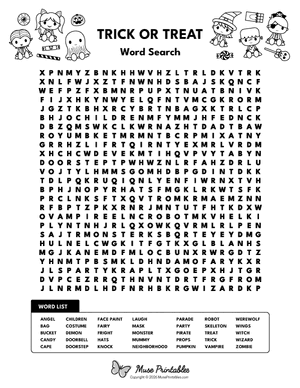 Trick or Treat Word Search