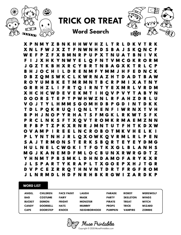 Trick or Treat Word Search
