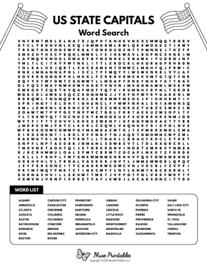 Us State Capitals Word Search
