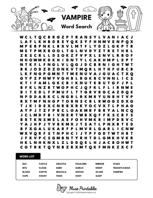 Vampire Word Search